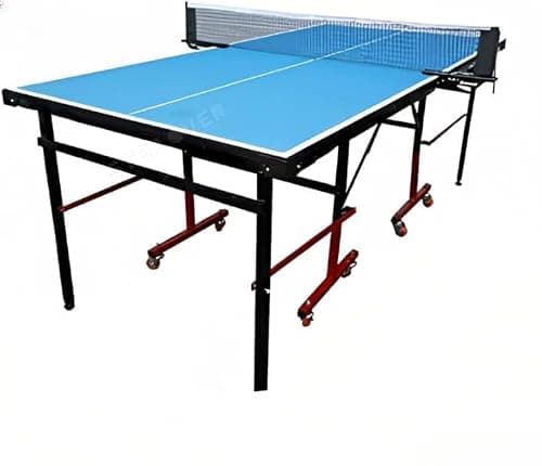 STEP OVER Mini Wood Table Tennis Table (6x3 ft) with Wheel (Laminated Top 18 mm + 2 Tt Racket & Balls) (Blue)