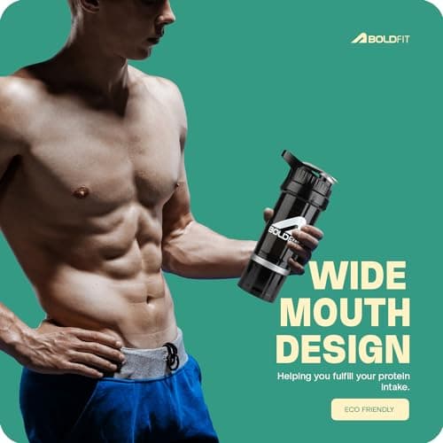 Boldfit Gym Shaker For Protein Shake Leakproof Shaker Bottles For Supplements With Extra Compartment, Pre-Workout & BCAA, Protein Shake Bottle, Gym Bottle For Men And Women Black - 500 ml 3