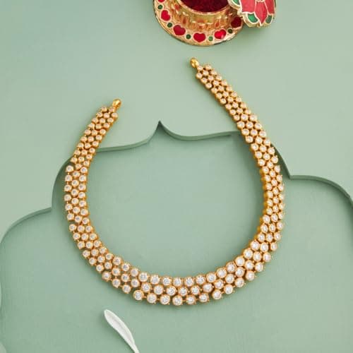 KUSHAL'S Fashion Jewellery white gold polished 92.5 Silver temple necklace, Best for festive & Special Occasion - 452680 2