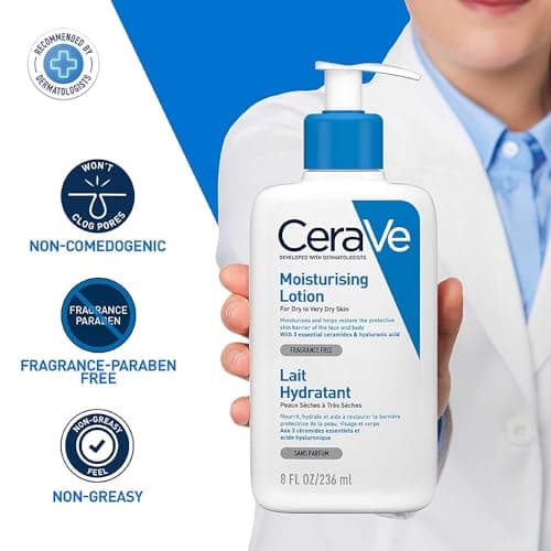 CeraVe Moisturizing Lotion For Normal to Dry Skin (236ml) - Formulated With 3 Essential Ceramides And Hyaluronic Acid | Non-Comedogenic, Oil Free And Fragrance-Free Body Lotion 4