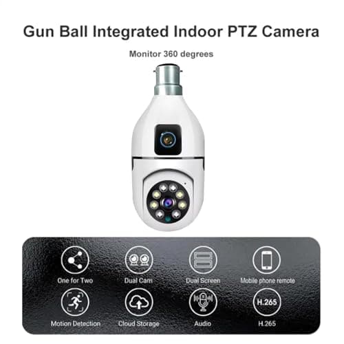 JB Supar Dual Lens 4MP/8MP WiFi CCTV Camera for Home Indoor | Full HD | Night Vision | Motion Detection | Two Way Audio | Wireless Security Camera with Mobile App V380 Pro (Dual Lens Light Camera) 3