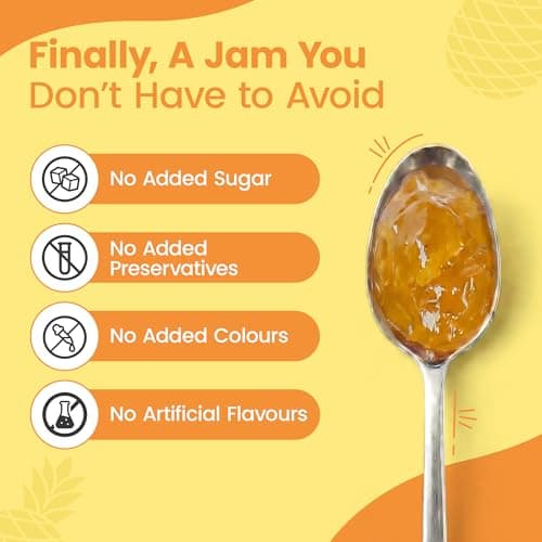 Sweetmate Pineapple Jam - 220g | No Added Sugar | 100% Pure Fruit Pulp & Healthy Fiber | No Preservatives, Colors & Artificial Flavors | Diabetic & Keto Friendly Jam 5
