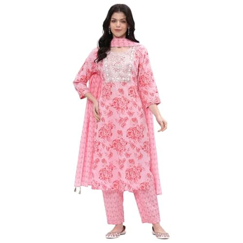 Rangriti Women Pink Cotton Straight Kurta Set_38