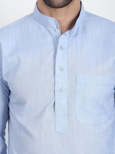 DasteKarigar Men's Cotton Kurta Pyjama Set, Kurta Pajama for Men, Light Green and White, Traditional Indian Ethnic Wear (Blue White, 42) 5