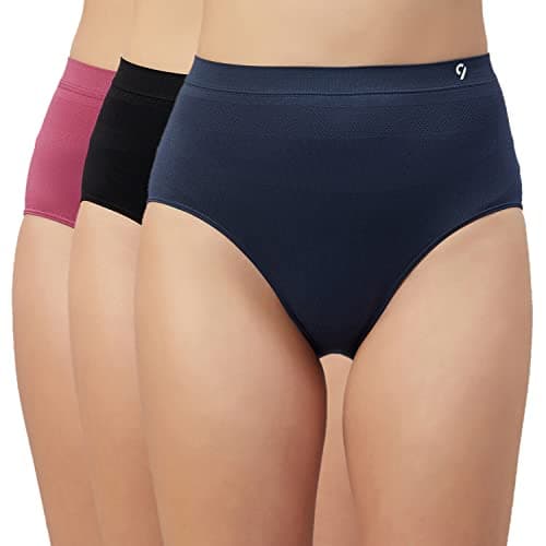 C9 Airwear Women Seamless Hight Waist Pack of 3 Hipsters All Day Comfort Soflt Waistband Antimicrobial Full Coverage Color and Print May Vary Multicolour