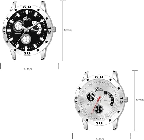 Acnos® Premium Stainless Steel Analog Watch for Men Combo Pack of 2 Arrival Black Silver 4