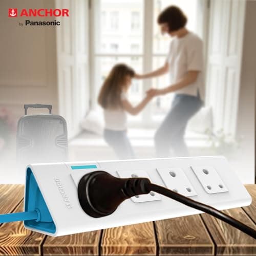 anchor by panasonic 22061 6A Power Strip 4 Socket Spike Guard with Single Switch (1.5 m, White and Blue) 5