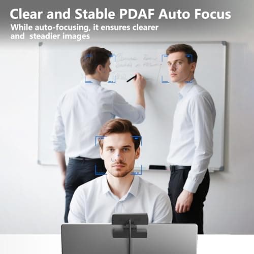 4K Webcam for PC - 4K Ultra HD Computer Camera with PDAF Autofocus, AI Noise-Canceling Mic, USB Plug & Play, 80° FOV & Auto Lighting Correction for Laptop & Desktop (Social Streaming Video Call​)​ 3