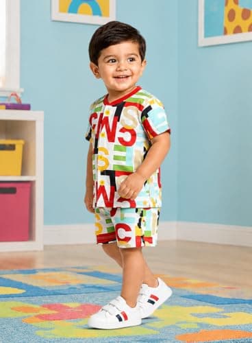 3BROS Unisex Cotton Blend Regular Fit Summer Half Sleeve Tshirt & Shorts Clothing Set for Baby Boy/Girl (White,12-18 Month) 2