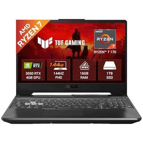 ASUS TUF A15,AMD Ryzen 7 170,RTX 3050-4GB,16GB RAM (Upgradeable),1TB SSD,FHD, 15.6"(39.6 cm),Windows 11 Home, M365 Basic(1 Year)* Office 2024, Graphite Black, 2.3 Kg, FA506NCQ-HN009WS, Gaming Laptop