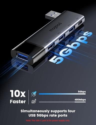 MOGOOD USB Hub, 5-Port USB 3.0 Hub Multi USB Port Expander[Charging Not Supported], USB Splitter Multiple Port Adapter for Laptop, Windows PC, Mac, Printer, Flash Drive, Mobile HDD and More 5