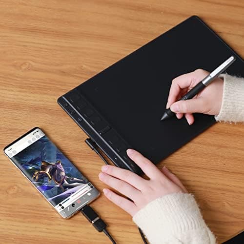 HUION Inspiroy 2 Medium Drawing Tablet with Scroll Wheel 8 Customized Keys Battery-Free Stylus for Digital Art, Design, Sketch, 9x5inch Graphics Tablet Works with Mac, PC & Mobile, 2023 Black (H951P) 5