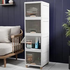 TEX-RO Plastic Wardrobe For Clothes : Versatile Plastic Cupboard For Storage Organizer & Organisers Storage Box for Clothes (White and Transparent, 4XL)