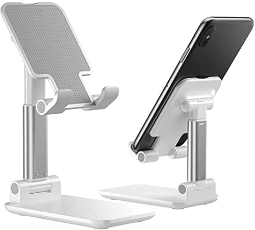 WETEK Mobile Stand for Table, Tablet Ipad Stand, Angle Height Adjustable Desktop Cell Phone Holder,Alloy Holder Compatible for All Smartphone Mobile, Ipad, Tablets (White).