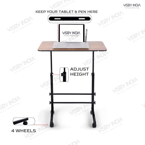 VISBY INDIA Height Adjustable Multipurpose Office Table for Home/Writing Desk for Office/Folding Table for School/Folding Study Table/Work from Home Table(60 X 60 X 40 Cm) (Wood Height Adjustable) 3