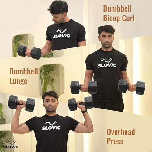 Slovic Dumbbell Set [5 Kg Each] | Home Gym Dumbbells for Daily Workout | Quality Fitness Equipment for Strength Training | Non-Slip Coated Handle | Perfect for Women & Men 2