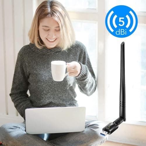 Madhabi USB WiFi Adapter with Antenna – Dual Band 1200Mbps Wireless Network Card for Desktop PC & Laptop | 2.4GHz/5GHz 802.11ac High-Speed Internet Dongle | Windows Compatible – Black 4