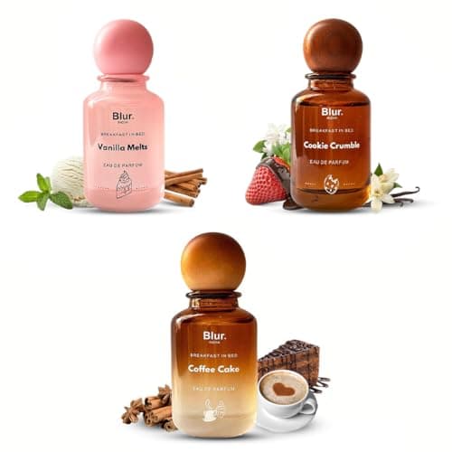 Blur India Perfume Combo for Women & Men | Smells Like Breakfast in Bed | Vanilla Melts + Cookie Crumble + Coffee Cake | Long Lasting EDP Pack of 3 | 30ml Each