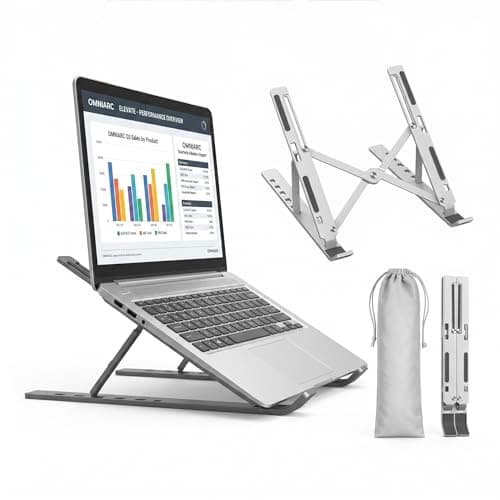 OMNIARC Elevate Foldable Laptop Stand | 7 Angle Adjustable Ergonomic Laptop Riser | Portable Aluminium Notebook Stand for Work, Study, Gaming & Home Office