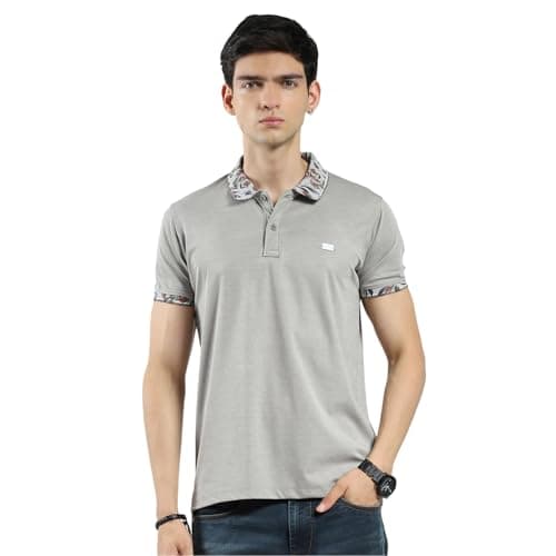 Monte Carlo Men's Slim Fit Polo T-Shirt | Printed Pattern| Half Sleeve | Collared Neck | Casual Wear T Shirt for Men's Grey XXL (Pack of 1)