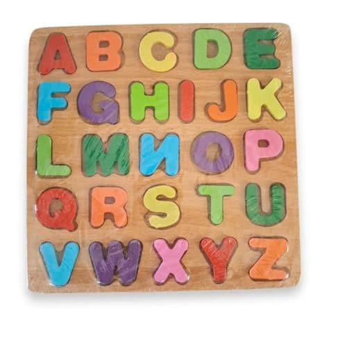 Wooden Alphabet Puzzle Board for Kids | Colorful A to Z Capital Letters Learning Tray | Early Development Brain Teaser Gift for Toddlers (Pre-School Kindergarten)