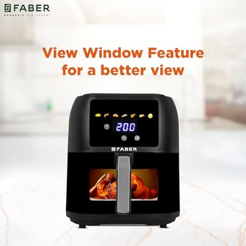 Faber 8 L 1700W Digital Air Fryer | Fry, Bake, Roast | 85% Less Oil, 200°C Swirl Heating Technology | 7-Preset Menu, Touch Control Interface, View Window, Auto Shut-Off | Black 4