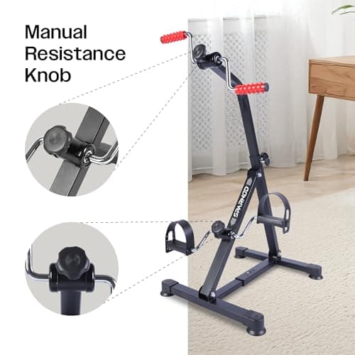 Sparnod Fitness SMB-275 Arm & Leg Mini Exercise Bike, Manual Pedal Rehabilitation Exerciser, Adjustable Resistance, Compact Design with Non-Slip Pedals, Steel Frame, 120kg Capacity 3