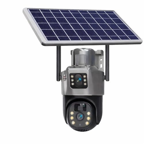 Guard Well Dual Lens Solar Powered PTZ Outdoor CCTV Camera | 360° View | Color Night Vision | Motion Detection | Two Way Audio | 4G SIM-Based Camera with Mobile App V380 Pro (New Dual Lens Solar)