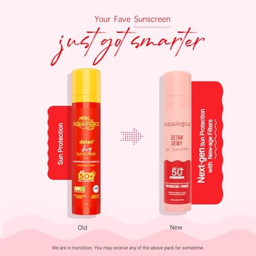 Aqualogica Detan+ Dewy Gel Sunscreen SPF 50+ PA++++ with 2% Kojic-Hyaluron Complex™ & Wild Berries - 50 g | SPF 50+ PA++++ | In-Vivo Tested | New-age Filters | Anti-Pollution Factor | For Luminous & H 3