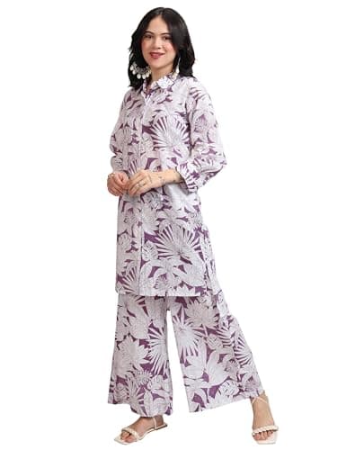 Vishudh Women Regular Fit SHIRT COLLAR CO-ORD SET VPCS000052 Pink XL