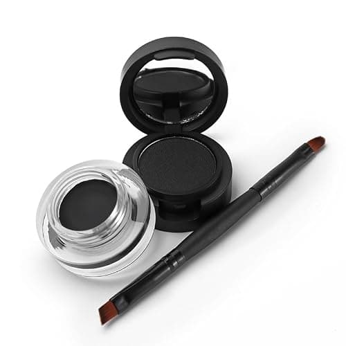 2 in 1 Jet Black Waterproof Gel Kajal and Powder Cake