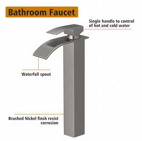 24x7 eMall Dark Grey Tall Waterfall Faucet Waterfall Single Lever Basin Mixer Waterfall Tall Black, SS Material, for Bathroom Washbasins Toilets 12 Inches Height 3