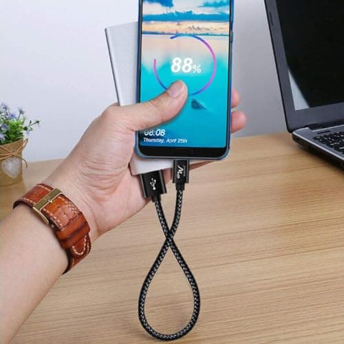 Wayona USB Type C Short 65W/3A Fast Charging Data Cable for Powerbank, Android Auto, Apple CarPlay, Samsung Galaxy S24, S23, S22, S21, S20, iPhone 15, 15 Pro, 15 Pro Max, 15 Plus (0.25M, Black) 3