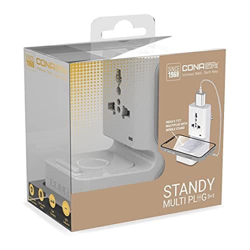 CONA Standy Multiplug 3 in 1 - (White) - Multiplug with Stand, 125 Volt 3