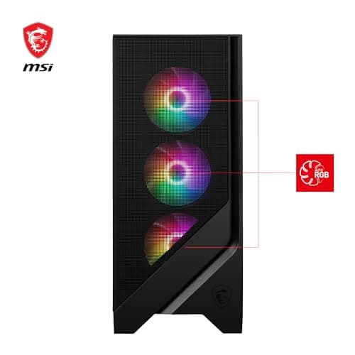 MSI MAG Forge 120A Airflow Premium Gaming PC Case: Auto RGB Fan, Vertical GPU Bracket, Side Air Vents, 360mm Radiator Support, 4mm Thick Tempered Glass, Supports Up to 8 Fans 2