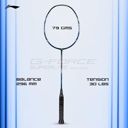 Li-Ning G-Force 5900 Superlite Strung Badminton Racquet with Free Head Cover| 79 Grams (Navy/Gold/White) 5