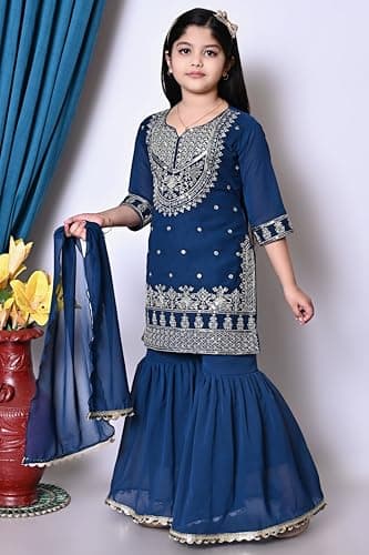 Jbegam Festive & Party Sarara Set Blue Suitable For 12-13 Years 4