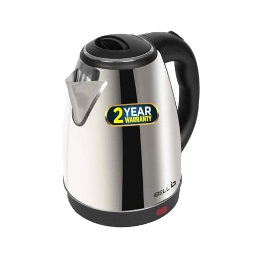 IBELL Electric Kettle 1.8L, 1800W, 2-Year Warranty, Stainless Steel, Auto Shut-Off, Cool-touch Handle, Wide Mouth For Easy Cleaning, Single-Touch Lid Lock, Kettle for Home, Office (Silver)