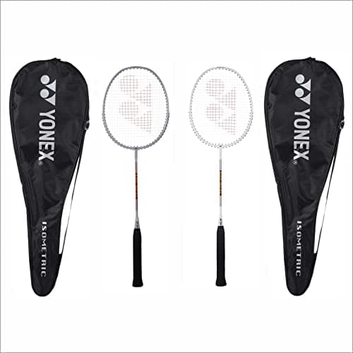 Yonex Badminton Racquet GR 303I Made in India Pack of 2 with Full Cover (Silver/White)