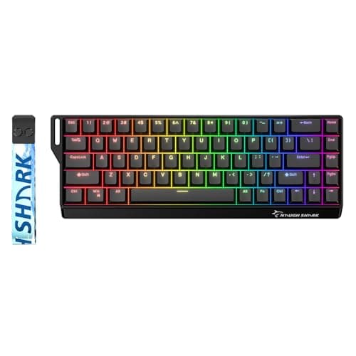 GK GAMAKAY x NaughShark NS68 Rapid Trigger Wired Gaming Keyboard, 65% Hall Effect Mechanical Keyboard, 8KHz Polling Rate 0.01mm RT, Snap Tap, Outemu Peach Crystal Magnetic Switch (Black-Shine Through)