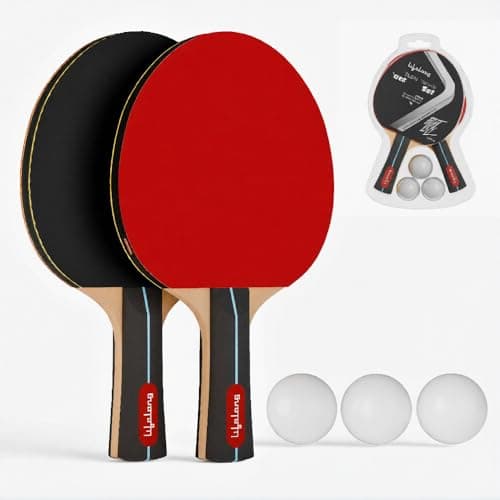 Lifelong Table Tennis Racquet Set | 2 Bats & 3 Training Balls | 7-Ply Wood Construction with Premium Rubber Surface | Indoor & Outdoor Play | Suitable for Beginners & Recreational Gaming