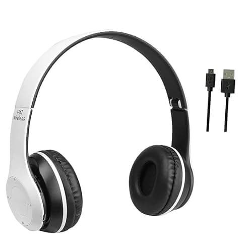 P47 2024 Wireless Portable Gaming Headphone Microphone Stereo Card Support Bluetooth Headset (White)