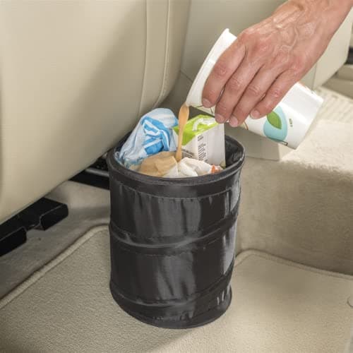 Sulfar Cotton Small Black Car Dustbin, Manual-Lift Mini Car Trash Bags, Car Trash Can Perfect Size Fits for Car - Trash Management for Your Car, Carbon Black 3