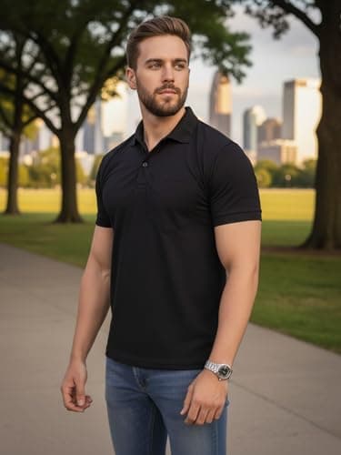 SMAN Men's Polo T-Shirt Regular Fit Half Sleeves with Pocket and Bottom Neck Collar for Casual and Daily Use. |(4XL, Black) 2
