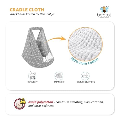beetot Baby Cradle Set Swing/Jhula (Thottil Cloth, Palna, Dolna) | Hanging Cradle Cloth with Removable Padand Mosquito Net | Up to 15 kg | CRA-MELANCHI DOT 3