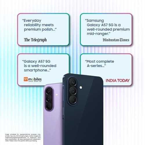 Samsung Galaxy A57 5G (Awesome Lilac, 12GB RAM, 256GB Storage), Agentic AI, Triple Camera with Nightography Video, 2 Days Battery Life, 6 Gen OS Upgrades, IP68, 6.9mm Sleek, with No Cost EMI 4