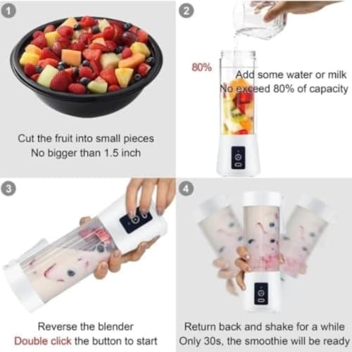 USB Rechargeable, Portable, Easy-to-use, Blender with a Sporty Look (best for Milk-Shakes, Smoothies, Whey-Protein, & Wet blending) (1, Multicolor, 25, Watts) 2