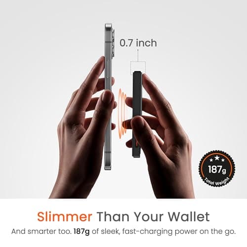 HAMMER 10000mAh MagSafe Power Bank, 15W Wireless Charging (MagSafe & Qi), 22.5W PD/PPS Fast Wired Charging, LED Display, iPhone 12 & Above, Metallic Finish, Magnetic Ring Included, Made in India 5