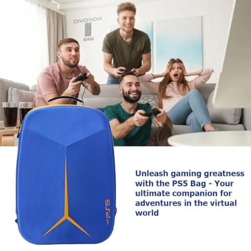 OIVO INDIA Blue Hard Shell Water-Resistant Backpack Carry-Bag Compatible for PlayStation 5 Disc/Digital Version (PS5 Bag) 5