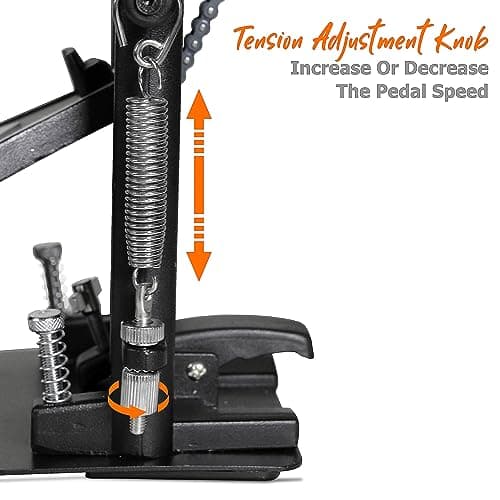 Softline Pro SP51 Iron Cobra Single Bass Drum Pedal Double Chain Drive Kick Pedal with Power Glide Cam, Adjustable Spring Tension & Beater Angle Heavy Duty Drum Pedal for Acoustic & Electronic Drums 5